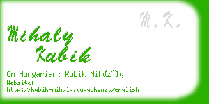 mihaly kubik business card